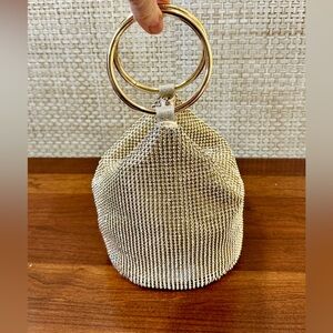 🌟HP🌟I.N.C. International Concepts Gold Rhinestone Mesh Ring Handle Bag